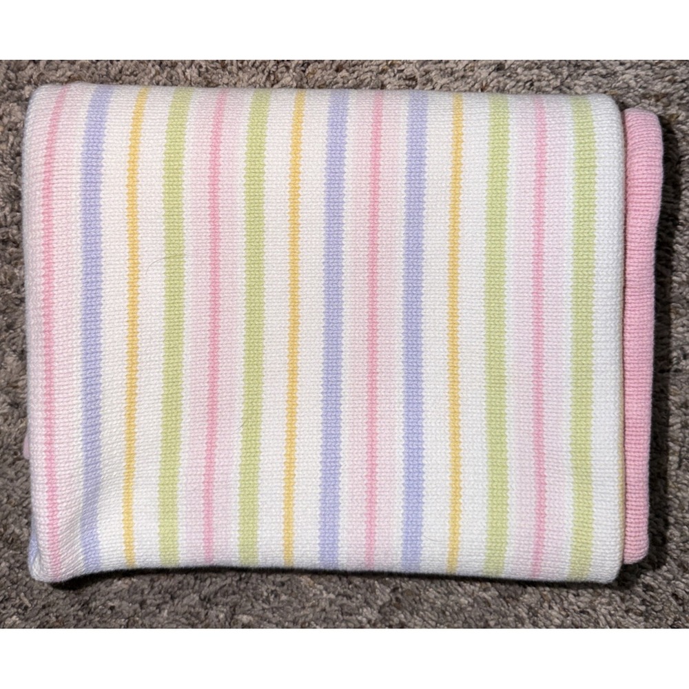 Circo Target Stripe Sweater Knit Baby Blanket Pink Yellow Blue Aqua Cotton